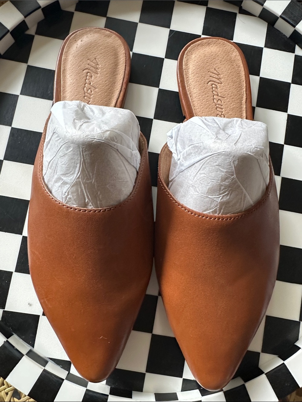 Madewell Tan Brown Pointed Leather Mules